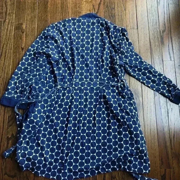 Kate Spade Women’s XS/S Cotton-Blend Navy Blue Polka Dot Robe - Picture 6 of 10